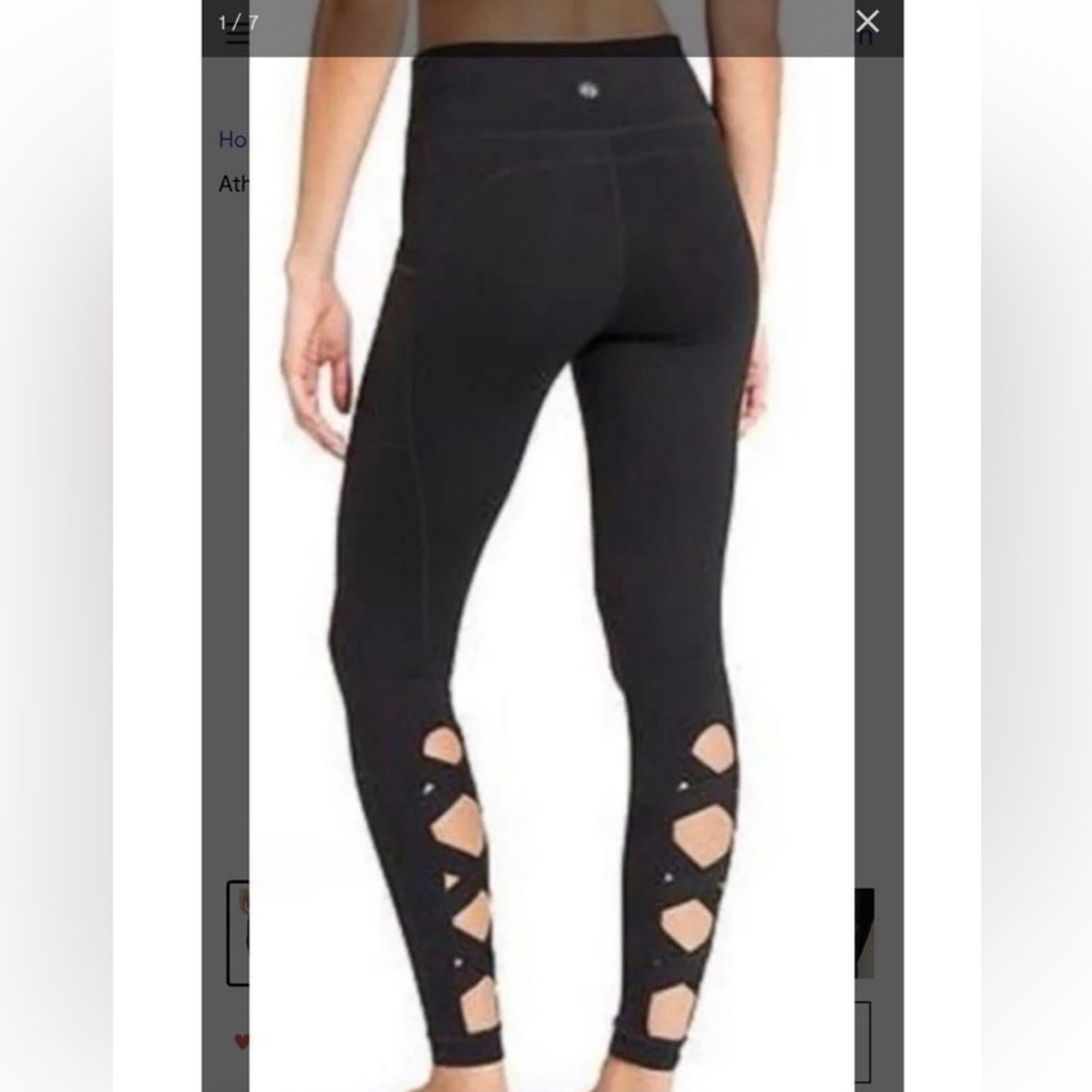 $10 clearance sale Athleta Black Criss-Cross Detailed Ankle Length Leggings S